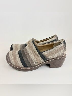 Born BOC Nadiyya Striped Coated Canvas Clogs Women's Size 7.5